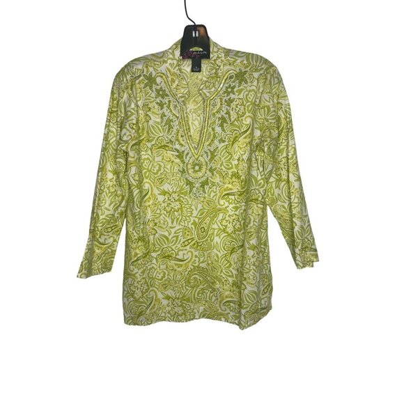 PECK & PECK WOMEN'S BEADED PAISLEY TUNIC SZ M - Picture 1 of 4